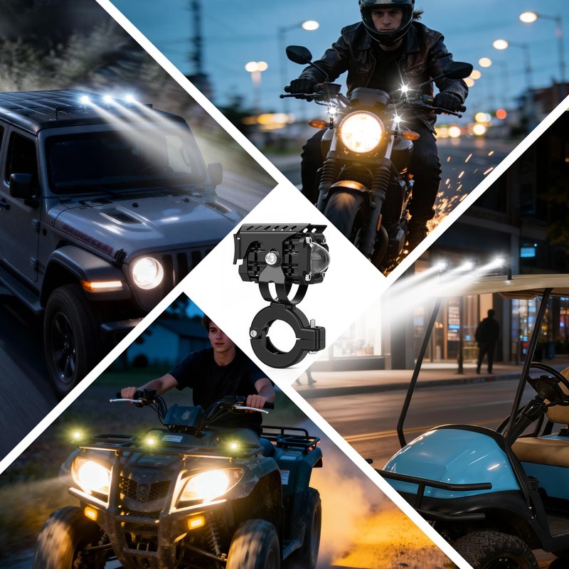10L0L 5000LM Spot & Flood Work Light, 4 Modes Amber/Blue/Strobe/High Beam, 12-60V 10W IP67 Waterproof Off-Road Light for Golf Cart, UTV, ATV, SUV, Truck (3PCS)