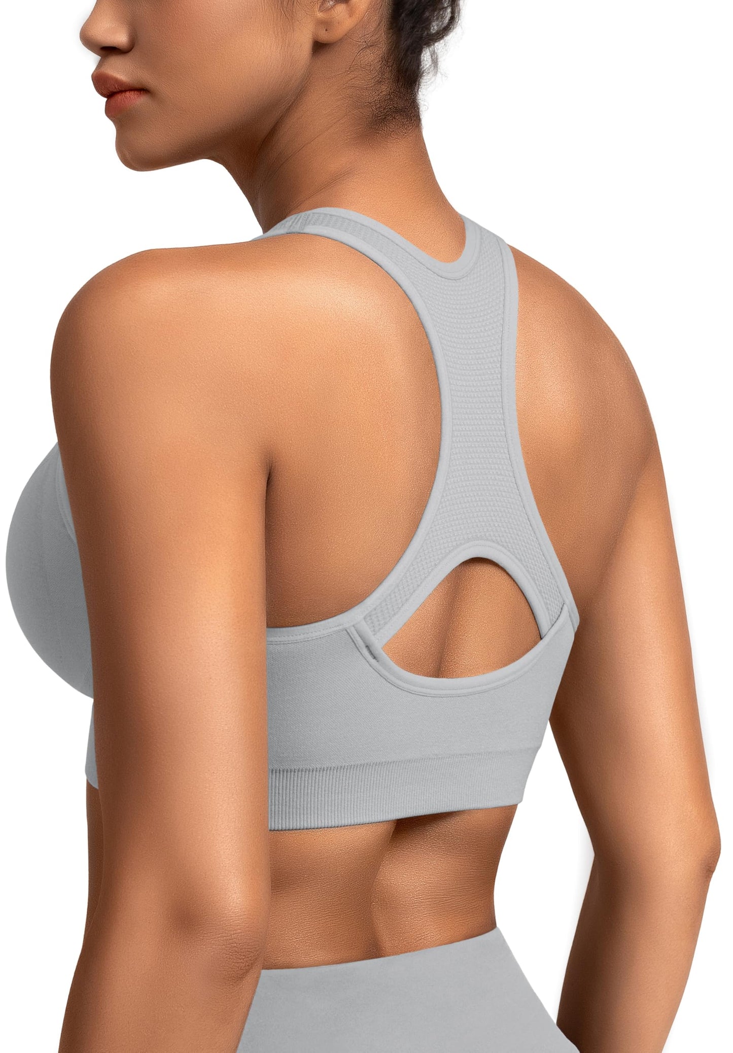 MIRITY Women Racerback Sports Bras - High Impact Workout Gym Activewear Bra Pack of 5 Color 1 Large