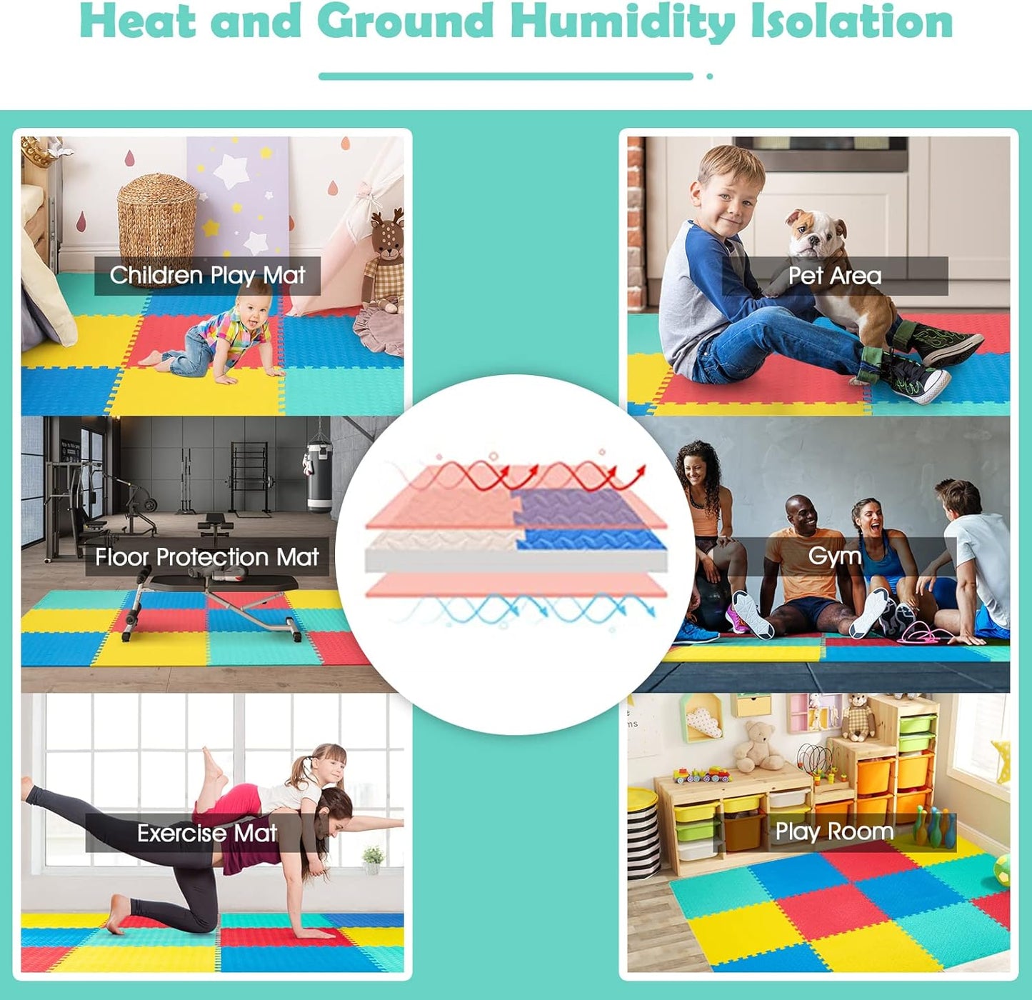 Tangkula 12 Tiles Exercise Flooring Mats - Non-Slip EVA Foam Interlocking Mats for Home Gym | 1/2" Thick