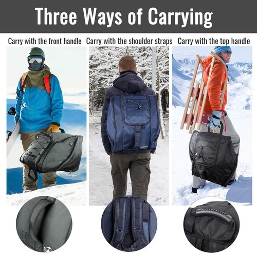 TurboSke Ski Boot Bag - Snowboard Boot Bag for Skiing and Snowboarding Travel Luggage, Store and Transport Helmet Goggles Gloves Clothing and Other Accessories (Gray)