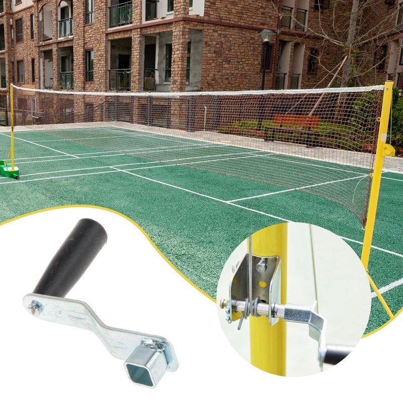 Colaxi Tensioner Handle Hand Crank Easy Installation Professional Accessory Tensioning Device Handle for Tennis Net Pole, Gym, Style A Silver with Black Handle