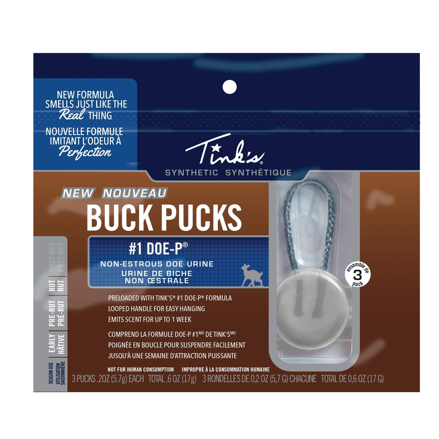 Tinks #1 Doe-P Synthetic Buck Puck Scent Hanger 3 pk.