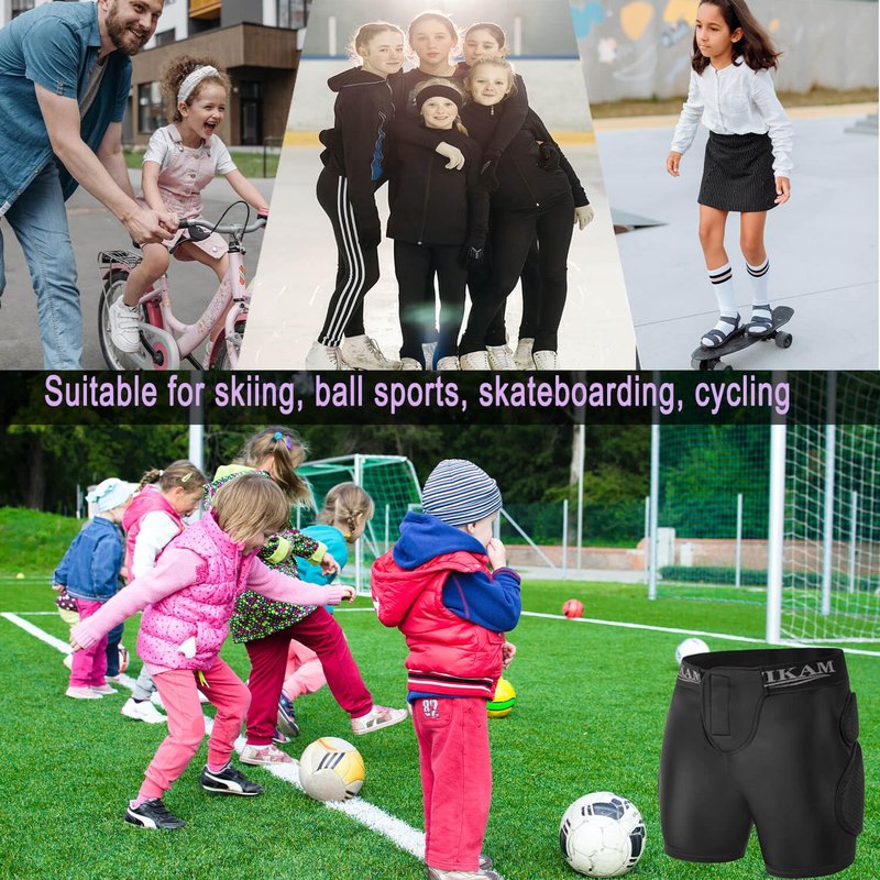 Kids 3D Padded Shorts for Skateboard Skiing Snowboard,Silicone and EVA Pads Shorty Pants Effectively Protect Child's Hips Tailbone