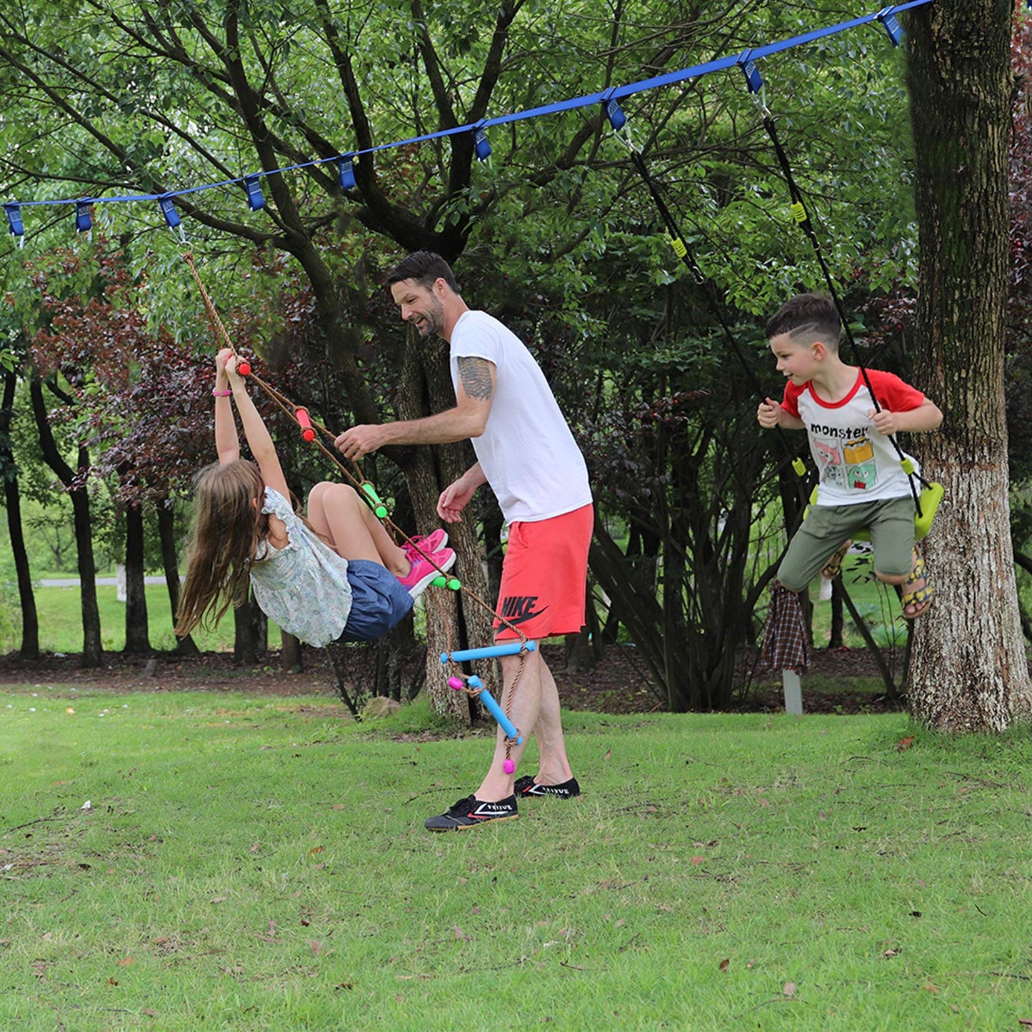 Rainbow Craft 6.6FT Climbing Rope Ninja Ladder for Kids - Kids Ninja Warrior Obstacle Course Accessories - Swing Rope Ladder