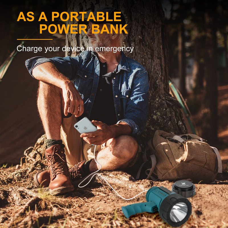 YIERBLUE Rechargeable Spotlight Flashlight IP67 Waterproof with 1000,000 Lumen LED, 12 Hours Long Running Spot Light, Impact Resistant Handheld Spotlight with Foldable Stand Red Lens
