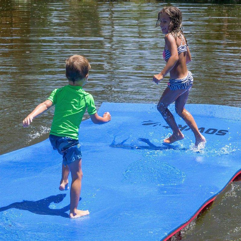 SOWKT Premium Lily Pad Floating Mat for Lake, Pool & Boat — 18x6 ft or 8x4 ft with Bag, Foam Floating Water Mat | Floating Mats for Lake, Pool Float (Blue/Black/Red)