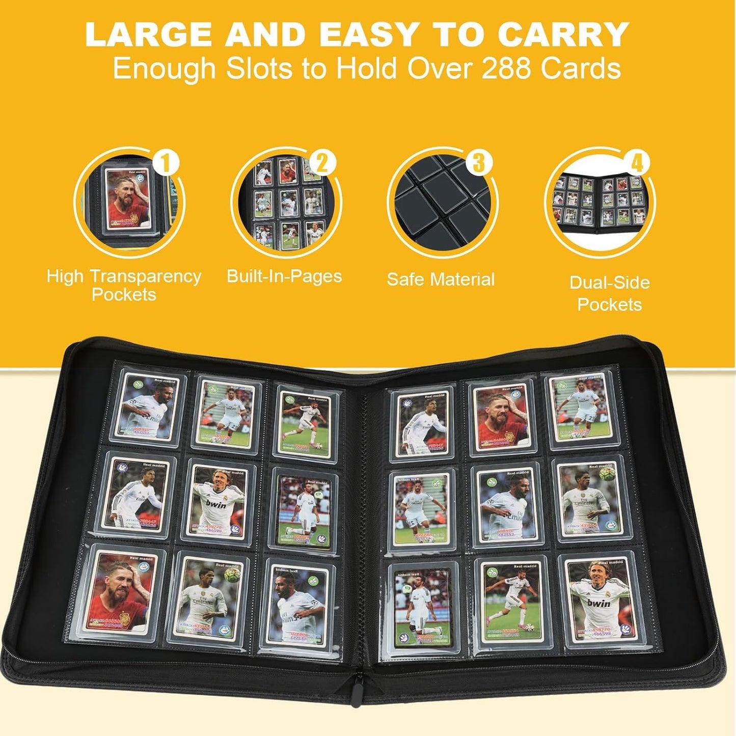 Toploader Binder,Toploader Hard Cases, 9-Pocket Pages Sleeves Hold up 288 Cards.Toploader Card Binder with Sleeves for “3×4” rigid,Card Holder(purple)