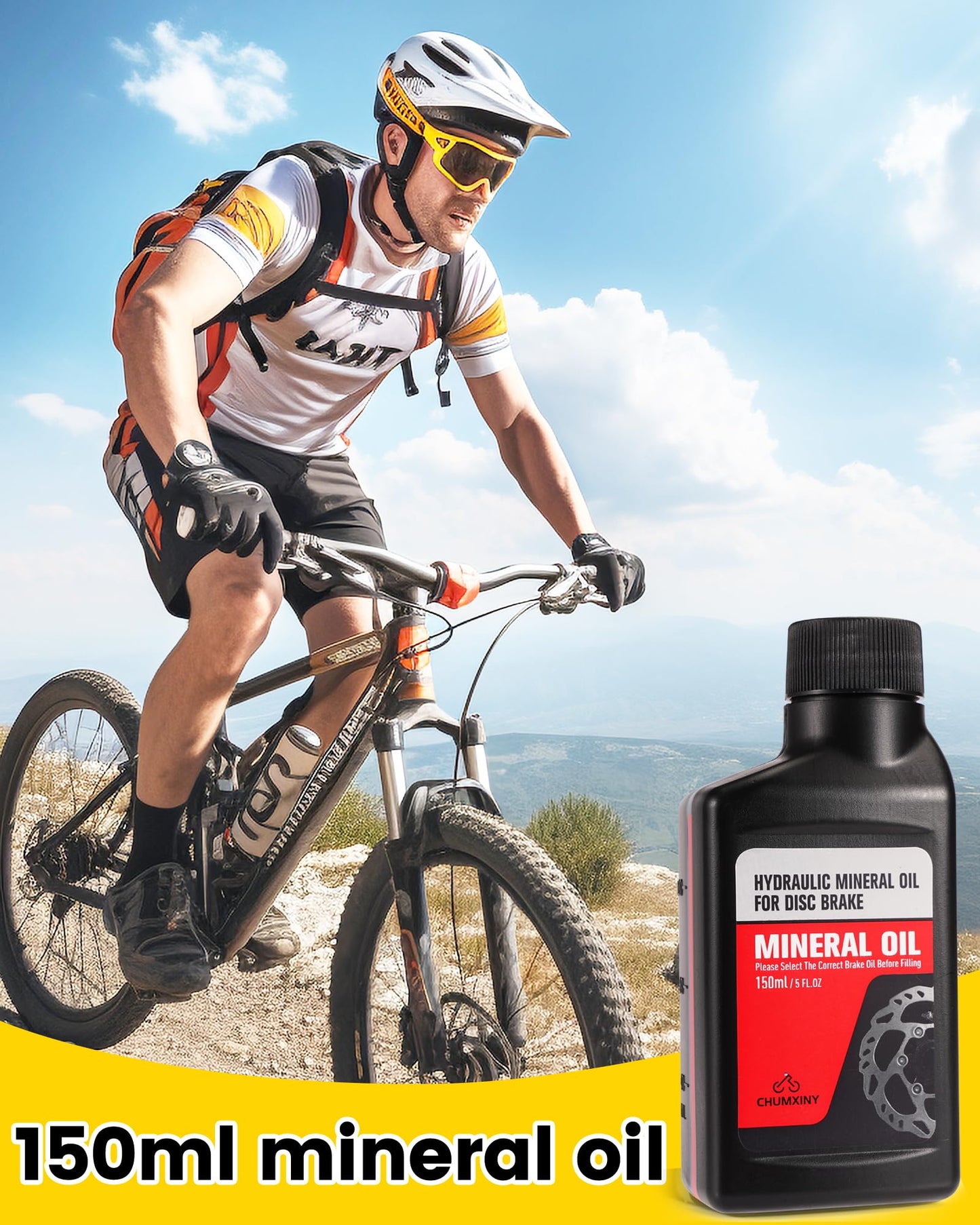 CHUMXINY Brake Bleed Kit for Shimano, TEKTRO, TRP Hydraulic Disc Brakes. Bicycle Hydraulic Brake Bleed Kit Includes Brass Connector, 150ML Mineral Oil Brake Fluid