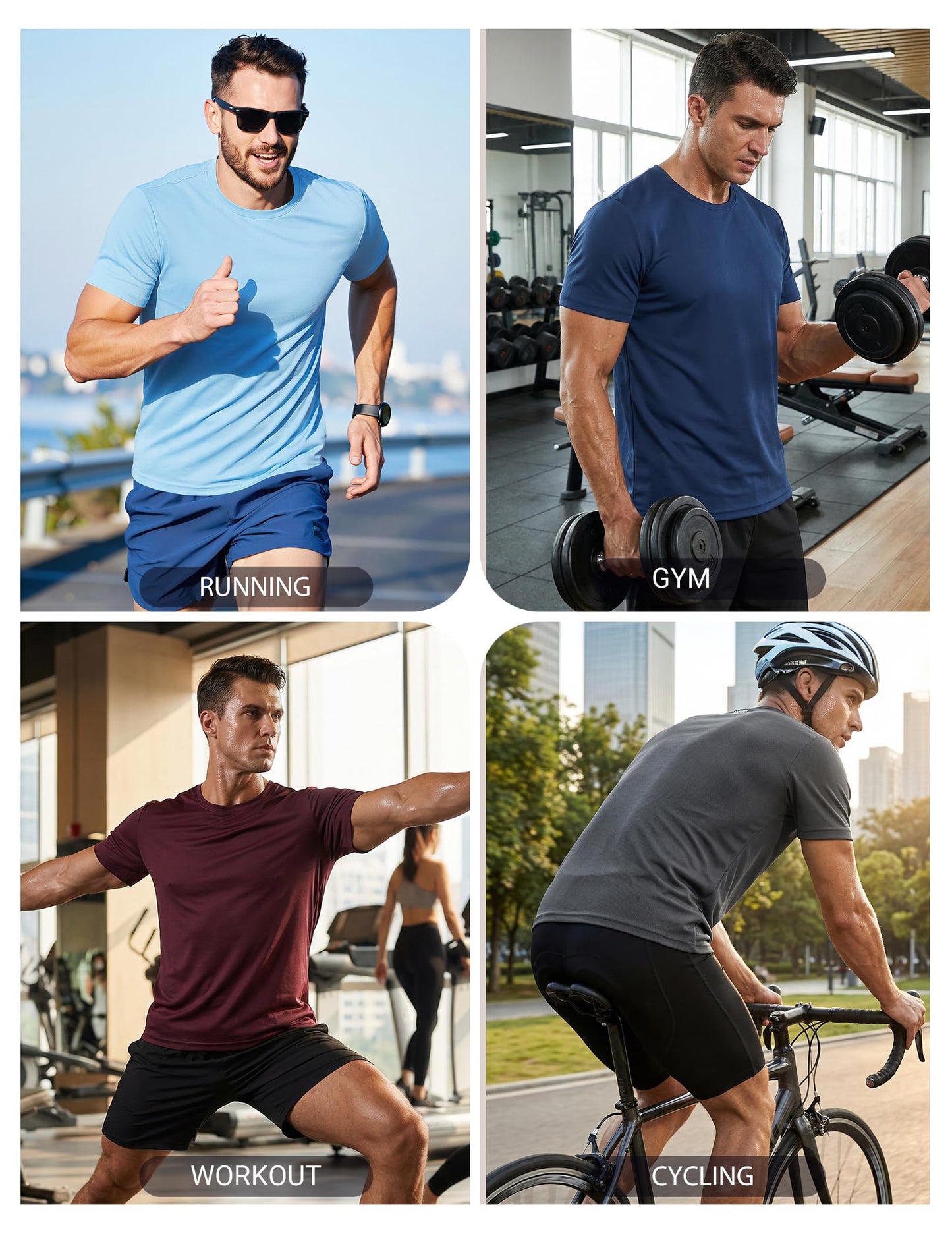 COOFANDY Men's Workout T-Shirts 3 Pack Quick Dry Moisture Wicking Athletic Shirts Crew Neck T Shirts