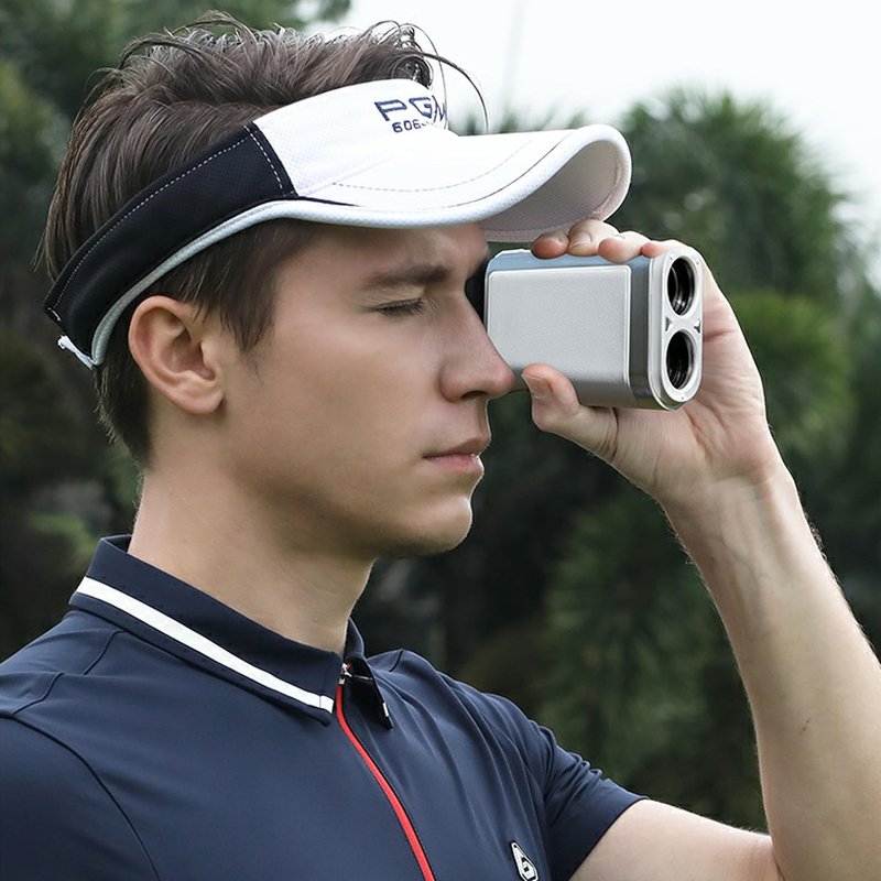 PGM Golf Rangefinder with Slope, Red/Green OLED Display & 7X Magnification Laser Range Finder, 1300 Yards Golf Distance Finder with Pin Lock Vibration, Magnetic Mount & Type-C Rechargeable, White