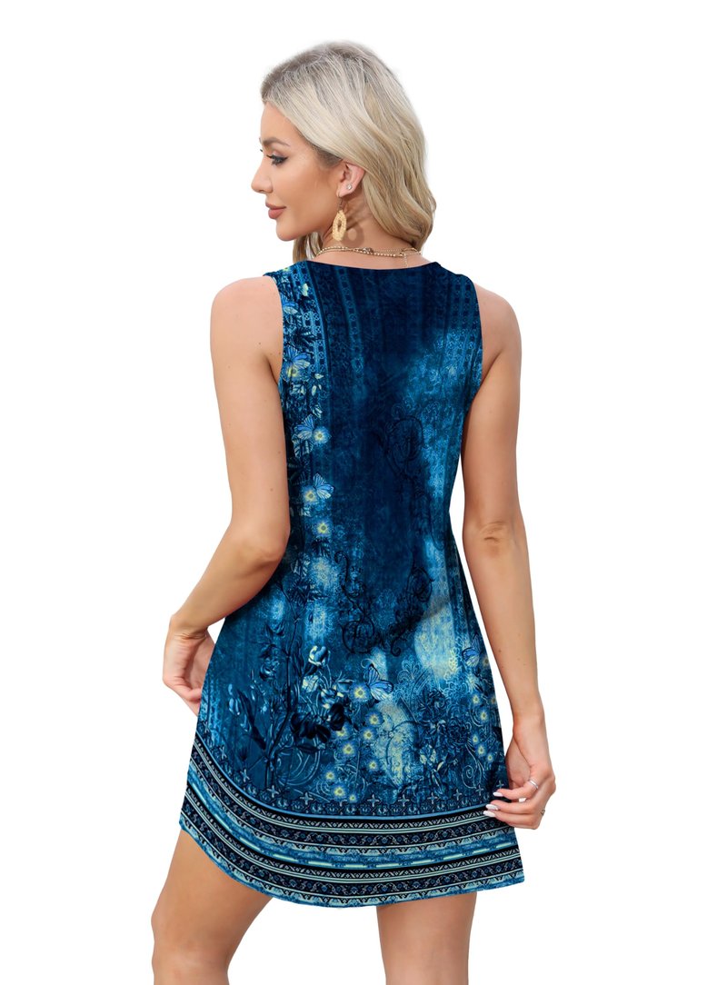 OFEEFAN Womens Summer Clothes Sleeveless Women's Casual Dresses Spring Dress Vintage Floral 26 L