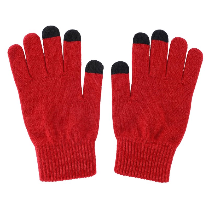 Connectyle 3 PCS Fleece Lined Cold Weather Set, Warm Winter Beanie Hat, Long Scarf and Touchscreen Gloves for Men & Women (Dark Red)