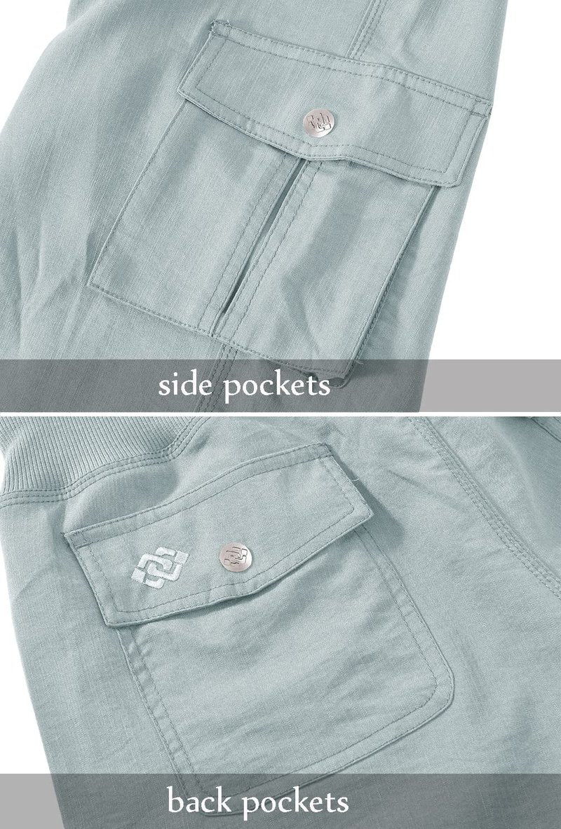 MoFiz Womens Capris with Pockets Loose Fit Casual Capri Pants Dressy Lightweight Ladies Baggy Cargo Pants for Hiking Light Gray XL