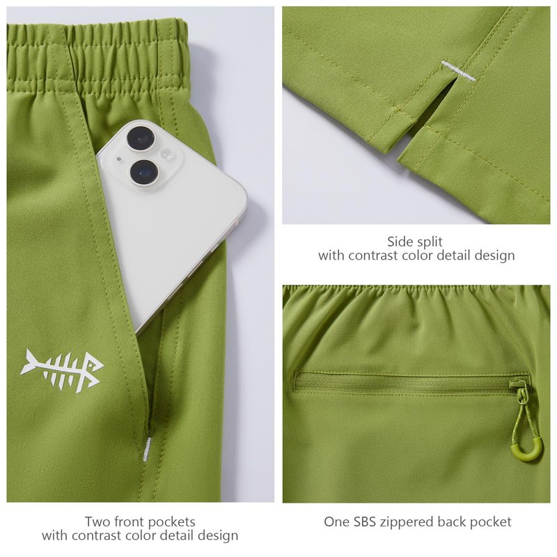 BASSDASH Men’s 7” Fishing Shorts UPF 50+ Lightweight Water Resistant Quick Dry for Hiking with Zipper Pocket FP06M