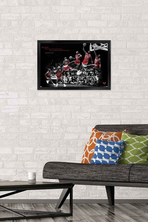 Trends International Michael Jordan - Fly Wall Poster, 14.725" x 22.375", Black Framed Version