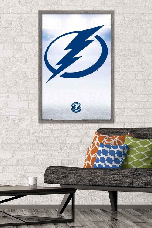 Trends International NHL Tampa Bay Lightning - Logo 17 Wall Poster, 22.375" x 34", Barnwood Framed Version