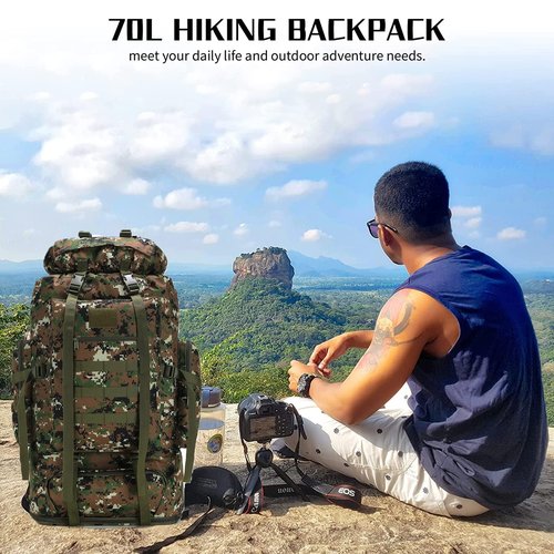 W WINTMING Hiking Backpack for Men 70L/100L Camping Backpack Military Rucksack Molle 3 Days Assault Pack for Climbing