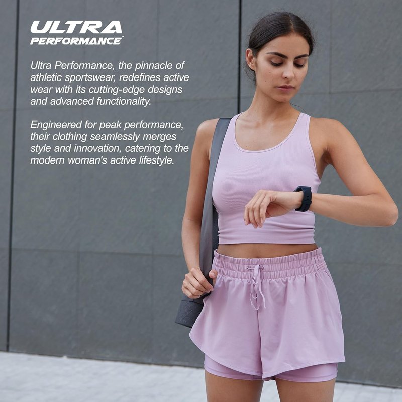 Womens Athletic Running Shorts - 2 Pack Butterfly Flowy 2-in-1 Gym Workout Summer Shorts