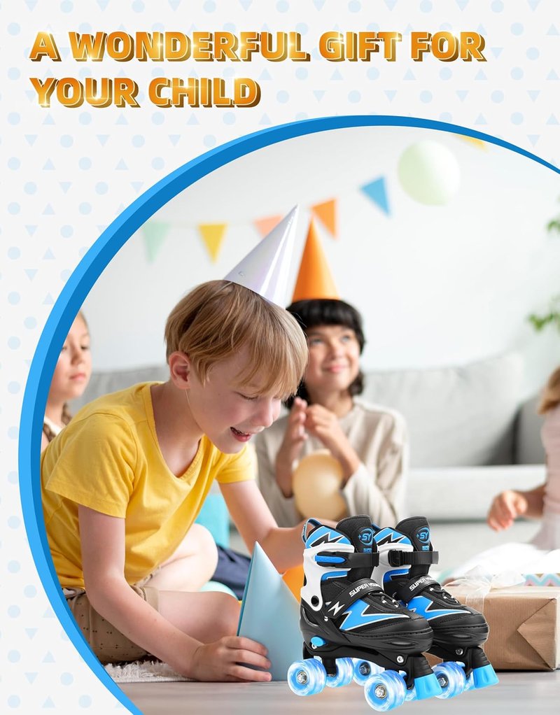 Adjustable Roller Skates for Boys & Girls | Light-Up Wheels | Ages 5-12