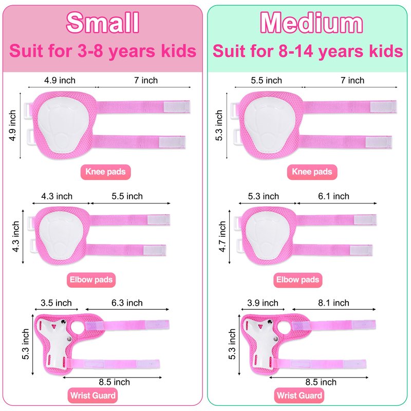 DINILEMU Kids Bike Helmet with DIY Stickers and Knee Pads Elbow Pads Wrist Guard Set for Ages 3-5-8 Toddler Boys Girls Helmet for Roller Skates Cycling Skateboarding Bicycle Scooter-Pink