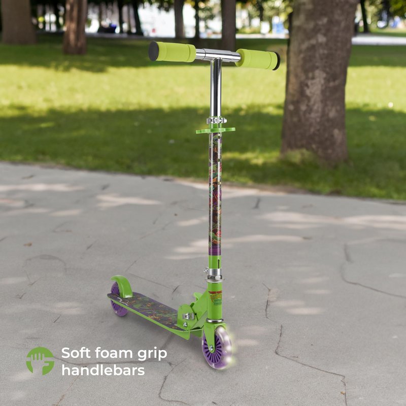 TMNT 2 Wheel Kick Scooter for Kids - Easy & Portable Fold-N-Carry Design, Ultra-Lightweight, Comfortable & Safe, Durable & Easy to Ride