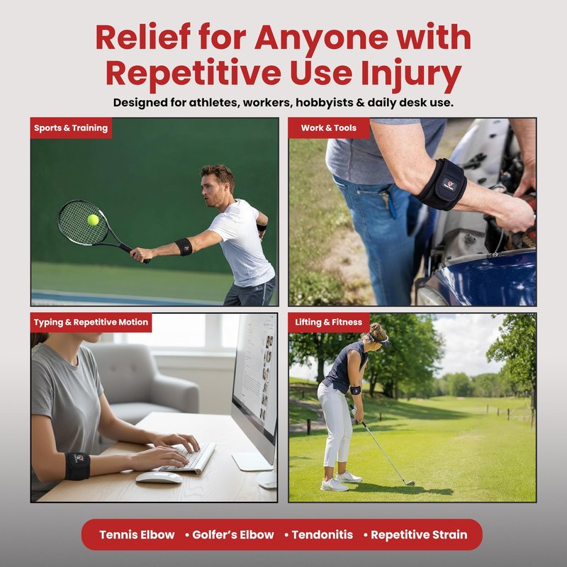 Thera Point Elbow Brace Support Strap, Tennis Elbow and Golfer’s Elbow Relief, Compression Band for Sports Injury Recovery (Large/X-Large 10" - 12")