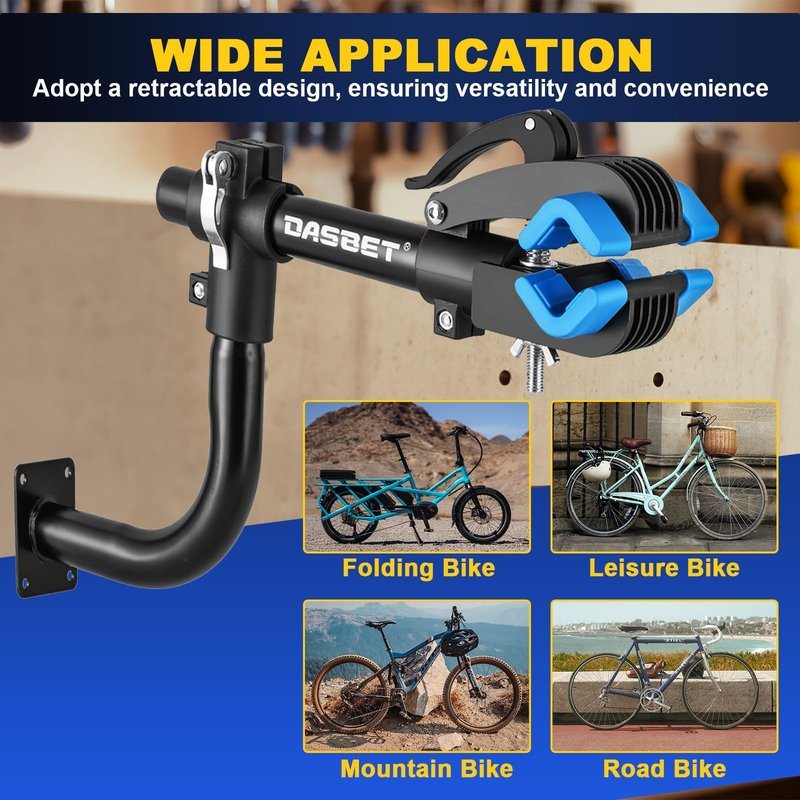 DASBET Bent Bike Repair Stand | Wall Mounted Bike Work Stand with Adjustable Clamp Bench Mount Bike Stand Bicycle Maintenance Rack Bike Clamp for Road Bike Mountain Bike