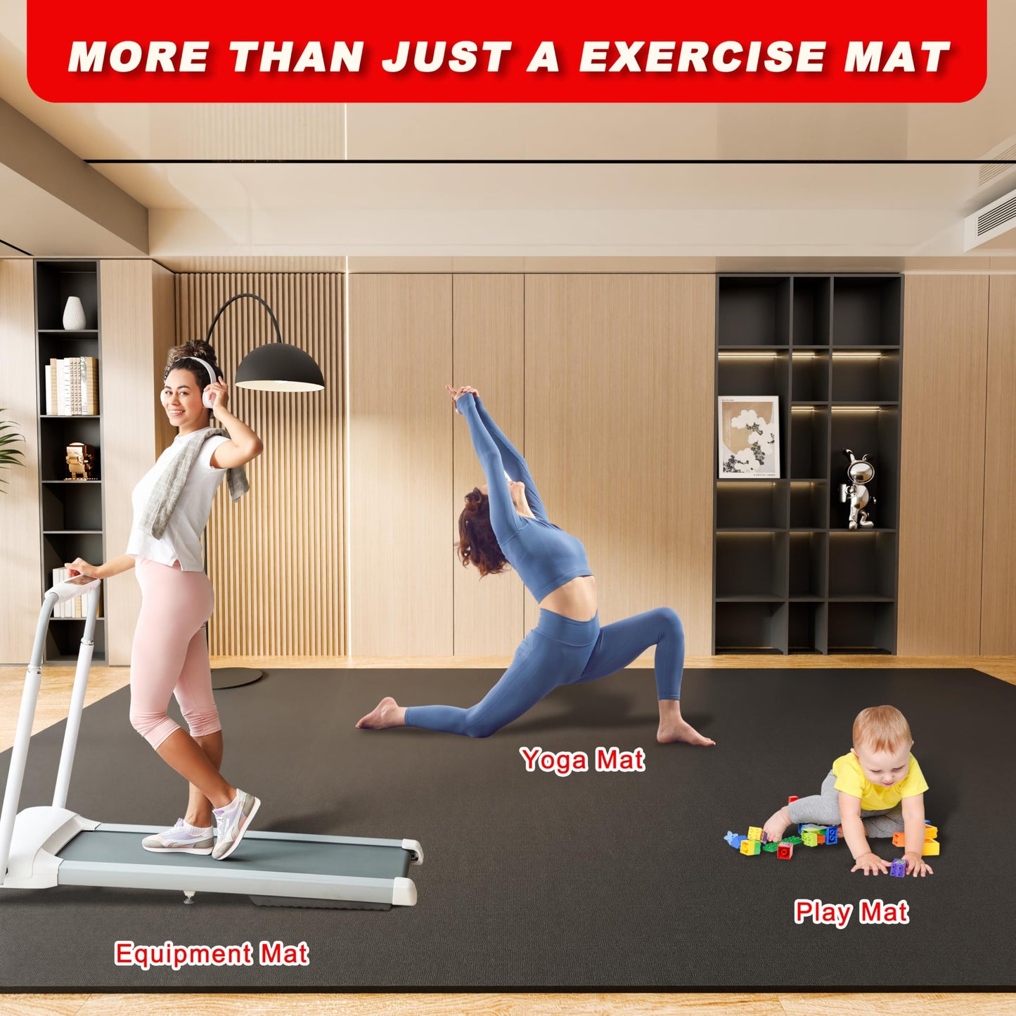 Cheete Extra Large Exercise Mat 6'x4'/7'x5'/6'x8'/6'x9'/6'x10'/6'x12'(7mm), Gym Flooring for Home Gym,Thick Exercise Mats for Home Workout,Non-Slip,Extra Durable,High-Density Gym Mats for Jump Rope,Cardio