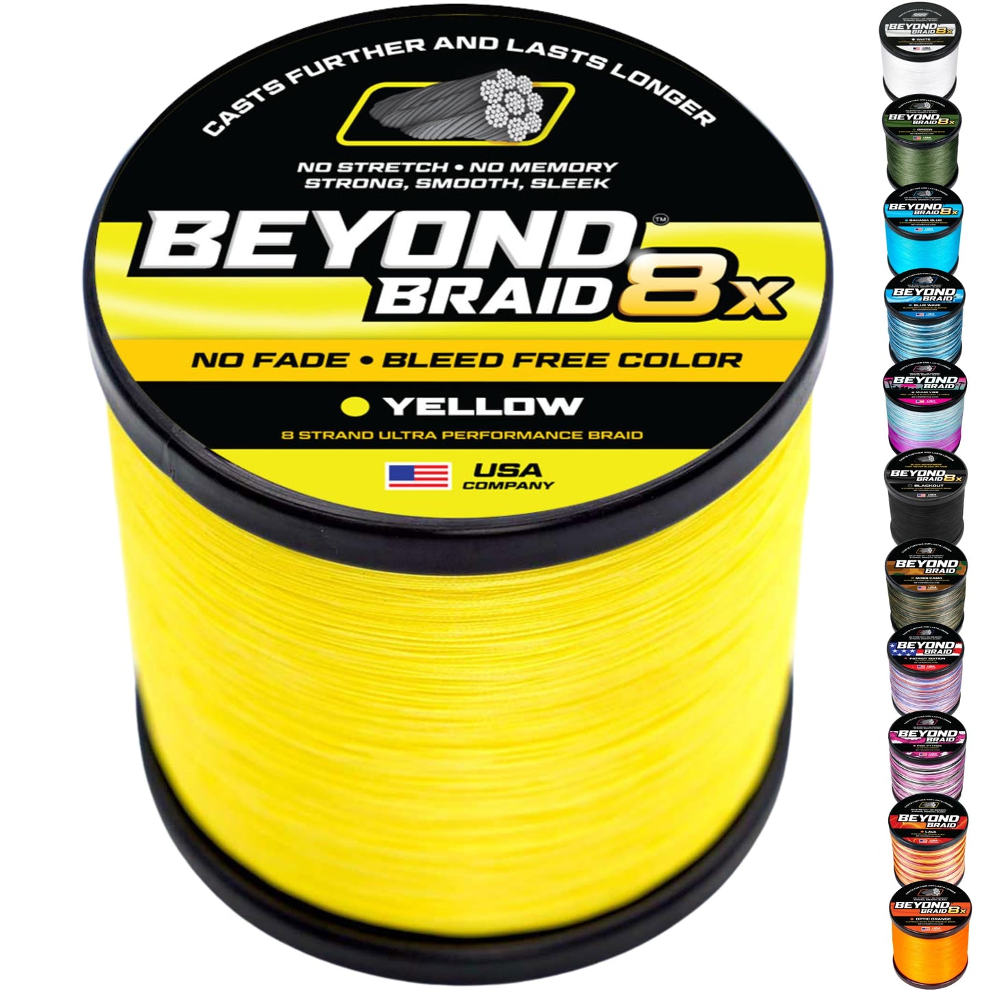 Beyond Braid Braided Fishing Line - Yellow 8X -No Fade/300yards/40LB