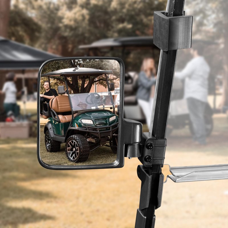 10L0L Golf Cart Side Mirrors, No Drilling Universal Rear View Mirror Folding Adjustable 180 Degree for EZGO Club Car Yamaha 0.75' 1' 1.25' Square Tube