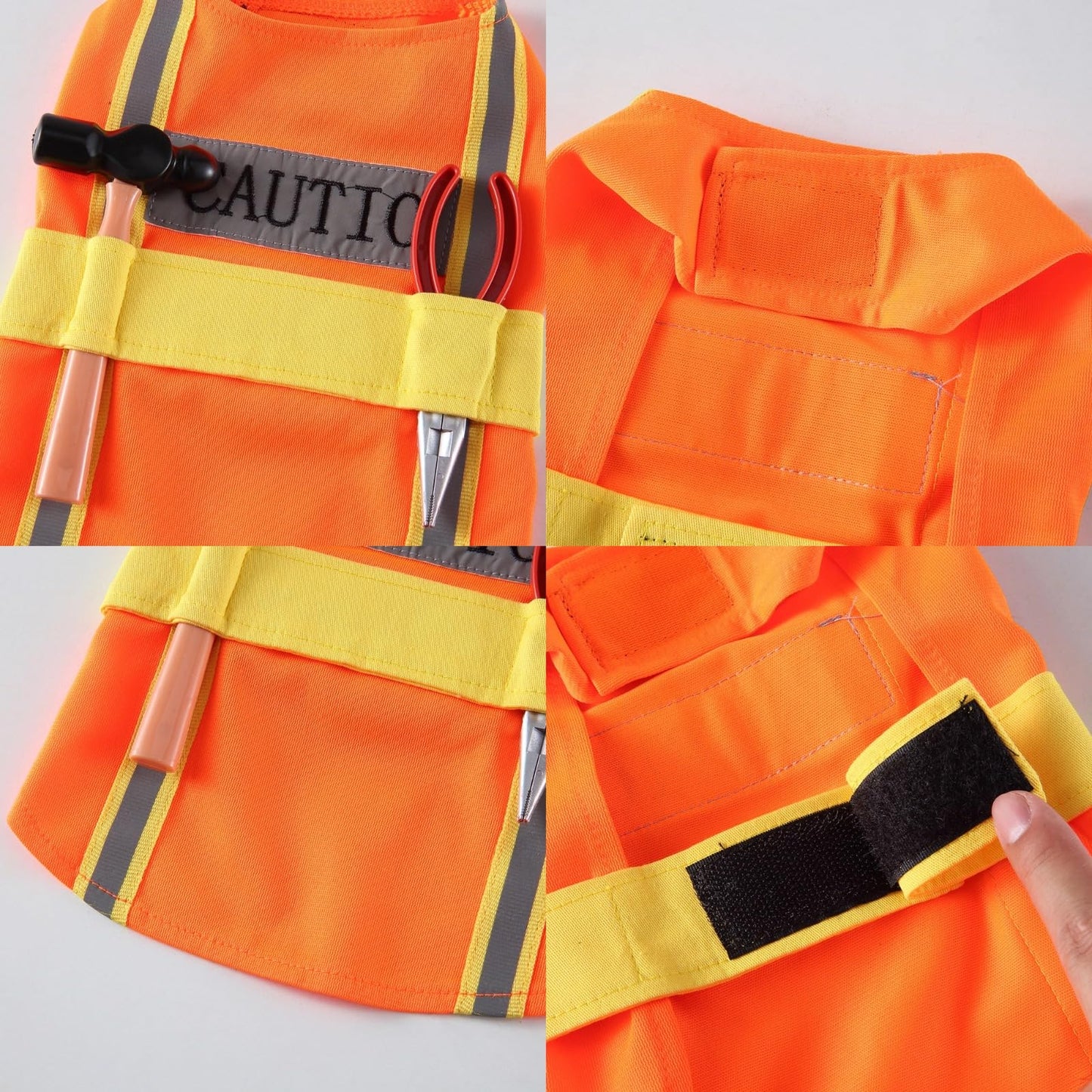 Layheld Cat Costume Dog Clothes Chef & Construction Worker 2PCs Set Funny Cosplay Partywear Photoshoot Cute Pet Outfit for Cat Small Dog (Worker,Small)