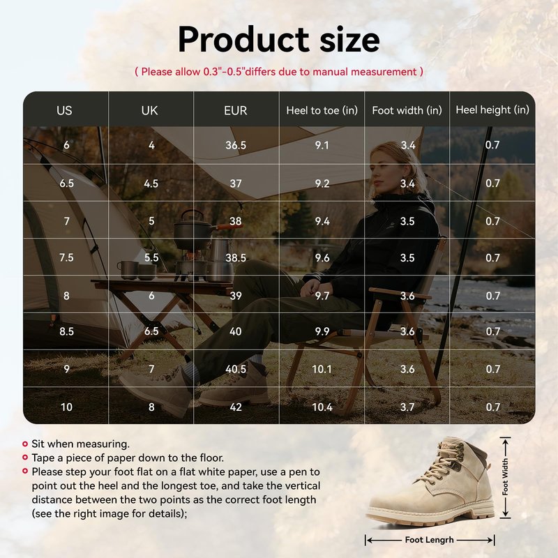 ANJOUFEMME Hiking Boots Women Ankle Booties for Women Combat Boots Lace Up Womens Snow Winter Shoes Waterproof Fall for Backpacking Trekking 6, Beige