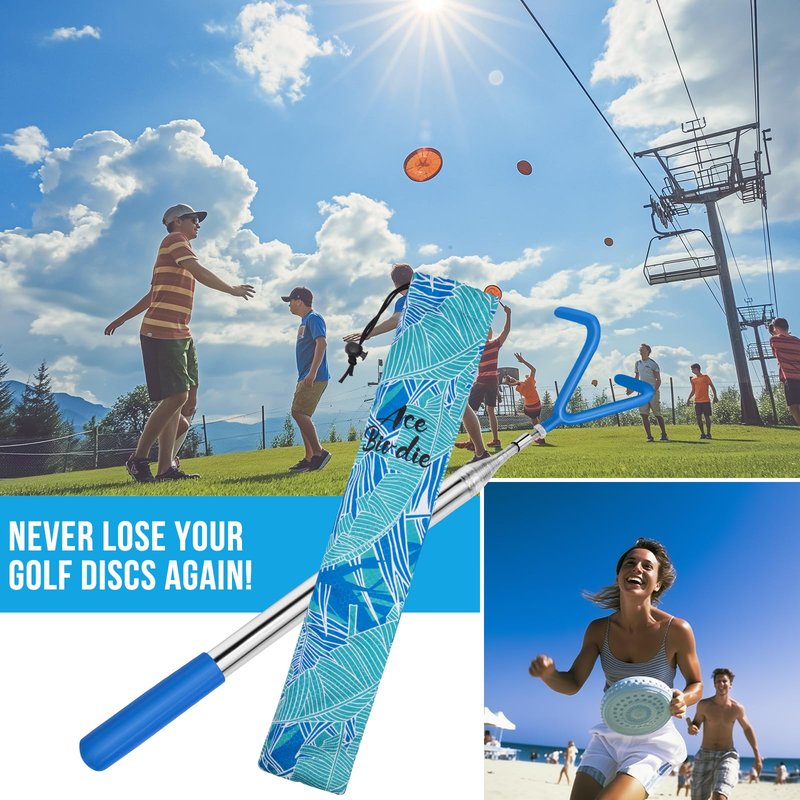 Acebirdie Disc Golf Retriever Pole 16 Feet, Telescopic Discs Retriever with Durable Stainless Steel Frame and Carry Bag - Extendable Golf Accessories Grabber to Retrieve Discs in Water, Trees, Bushes
