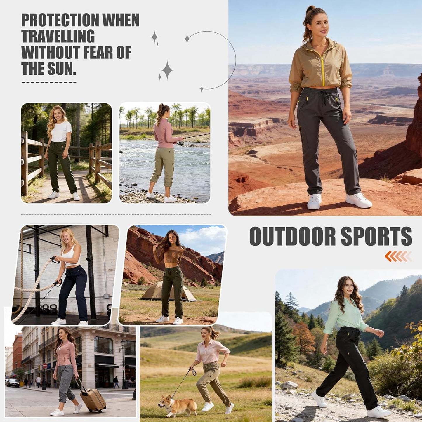 Women's Quick-Dry Hiking Pants | UPF 50 Lightweight Cargo with Zipper Pockets for Travel & Golf