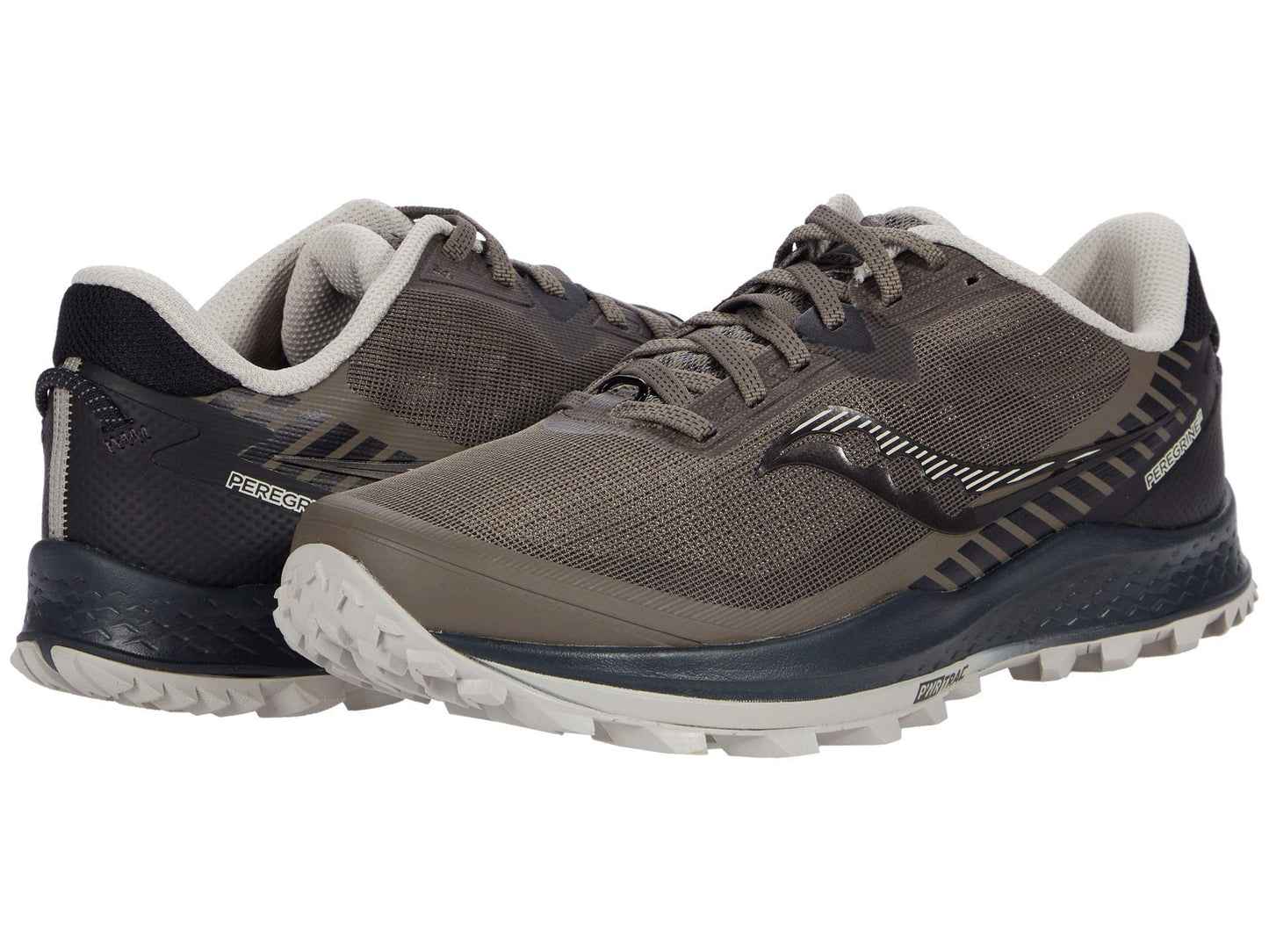Saucony Men's Peregrine 11 Trail Running Shoe, Gravel/Black, 7