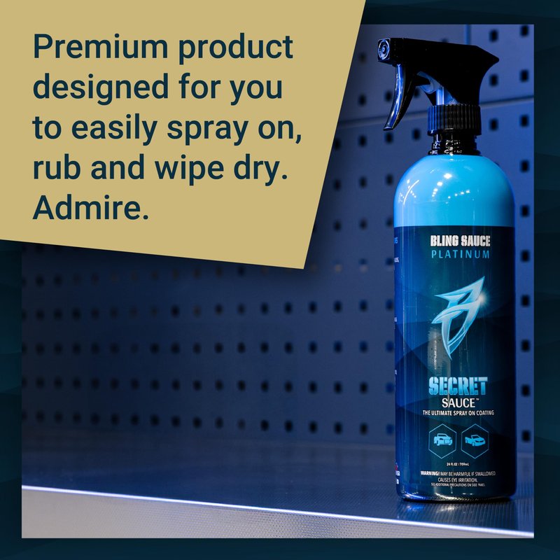 Bling Sauce Platinum: Secret Sauce, High-End Ceramic (Si02) Coat plus Surface Protection with High Gloss Shine, 24oz, for Painted Surfaces, Cars, Trucks, Motorcycles