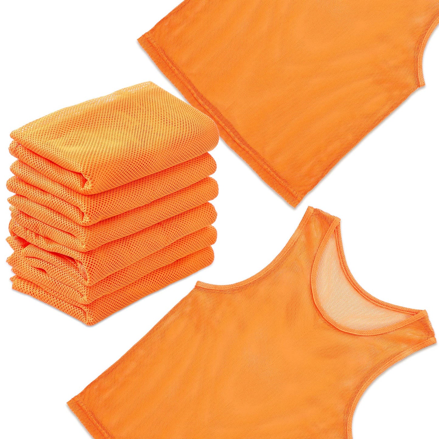 Sintege 12 Pcs Soccer Pinnies Pennies Jersey Scrimmage Vest Sports Practice Jersey Mesh Basketball Vest for Youth Adult Kids(Medium,Green, Orange)