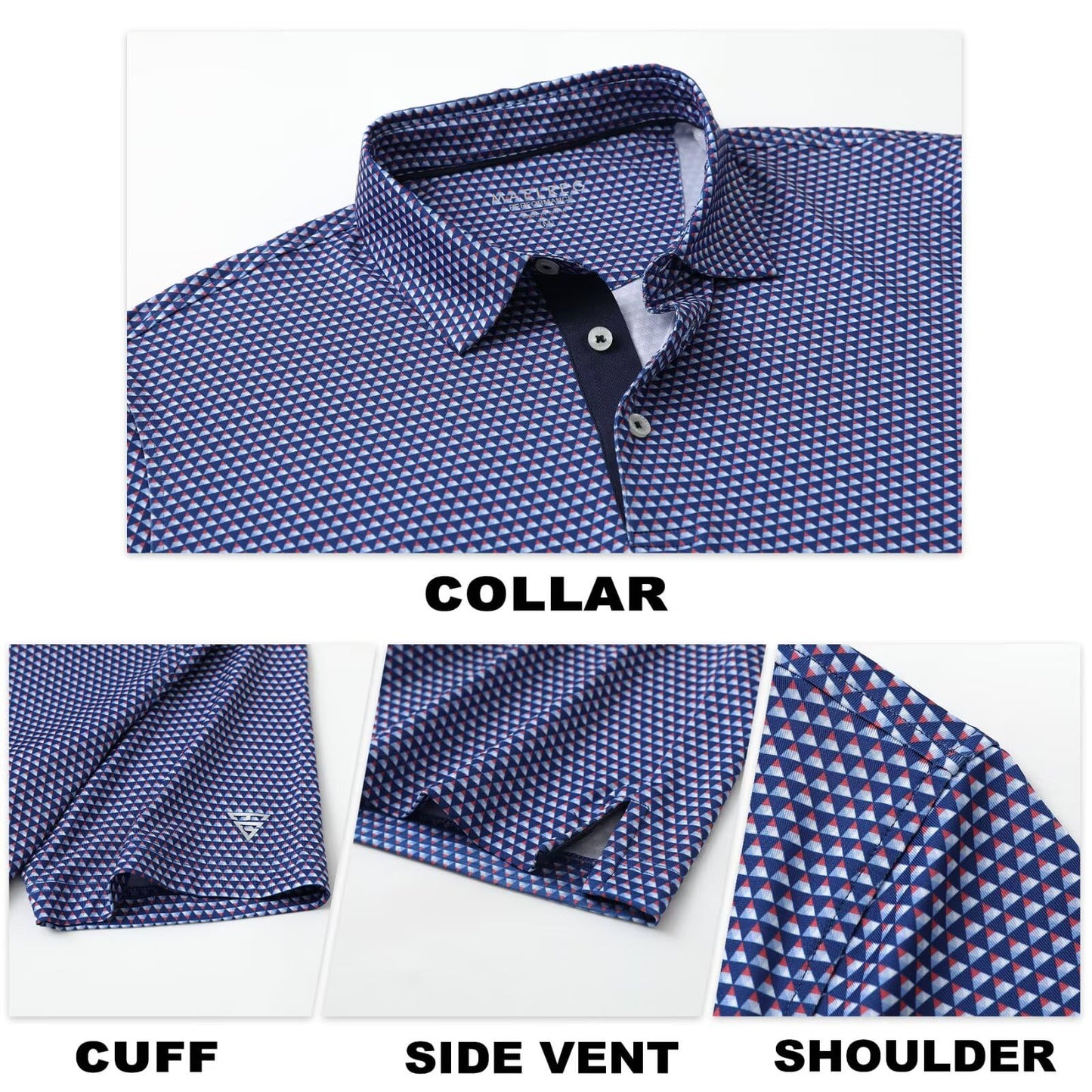 M MAELREG Mens Golf Shirt Short Sleeve Dry Fit Print Moisture Wicking Performance Patterns Collared Polo Shirt