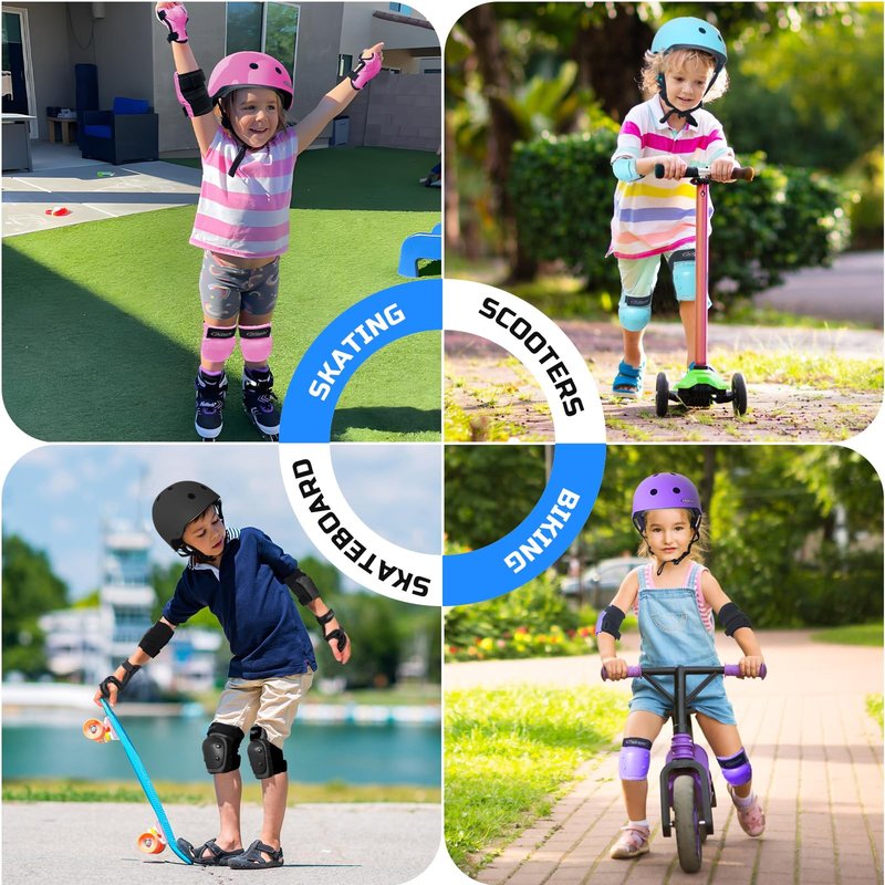 MammyGol Girls Bike Helmet Kids Skateboard Helmets Adjustable Multi-Sport Protective Gear Set Lightweight Helmet Boys Toddler for Skate Scooter Ages 9-12 (Pink)