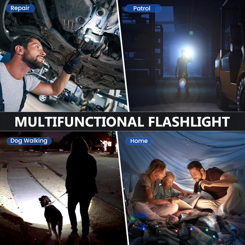 Vinderfine 2Pack Flashlights High Lumens Rechargeable, 99,000 Lumens Super Bright LED Flashlight, Powerful Flash Light with 5 Modes, Flashlights for Home Camping, IPX7 Waterproof