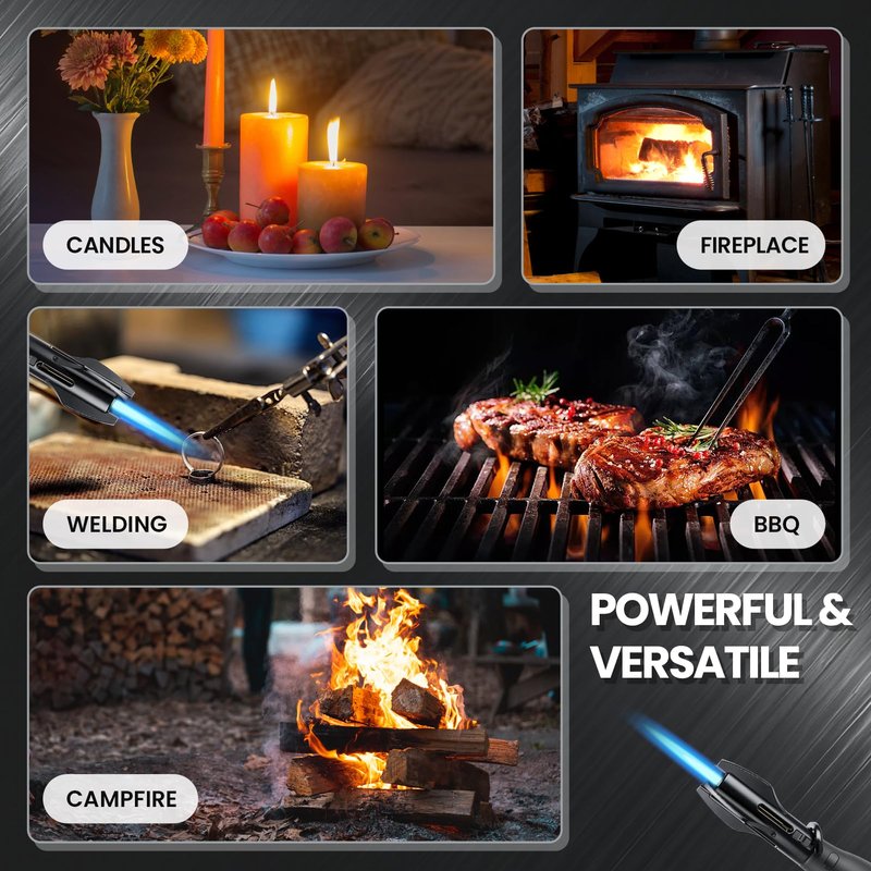 CHOICEDC Torch Lighter, Bright Fire Cool Blazara Lighters with Safety Lock, Funny Spinning Wheel, Refillable Butane Torch, Windproof Adjustable Jet Flame Lightsaber Lighters for Candles BBQ Cooking