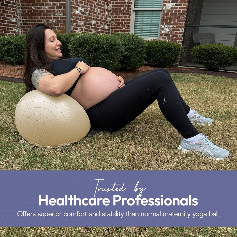 Peanut Ball Labor - Durable and Thick Birthing Ball for Pregnancy - Peanut Ball Pregnancy for Labor - Antiburst Birth Ball - Labor Ball - Peanut Exercise Ball - Pregnancy Ball - Ivory (Pump included)
