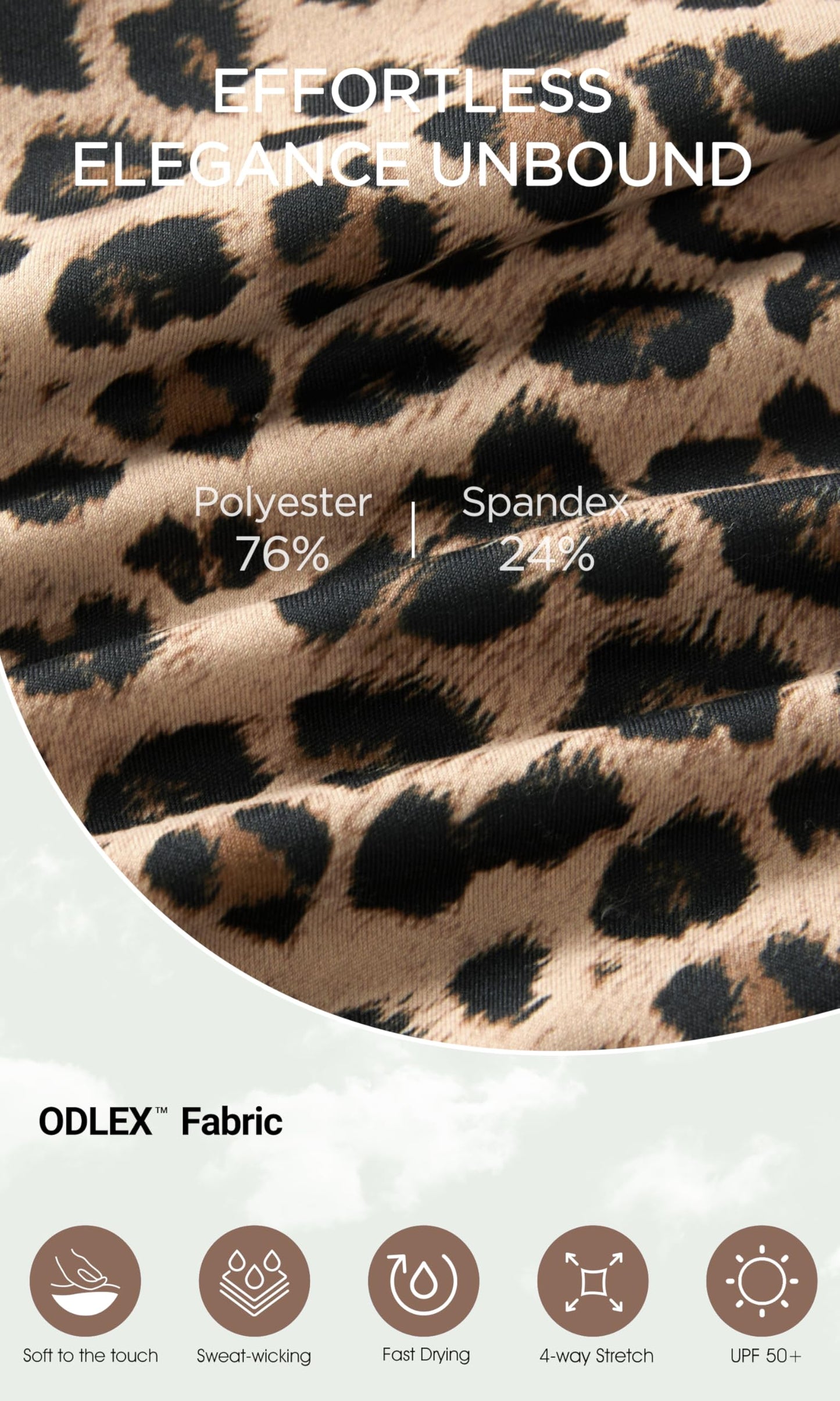ODODOS 8" Tummy Control Biker Shorts for Women with Pockets High Waist Running Workout Athletic Yoga Shorts, Leopard, Large