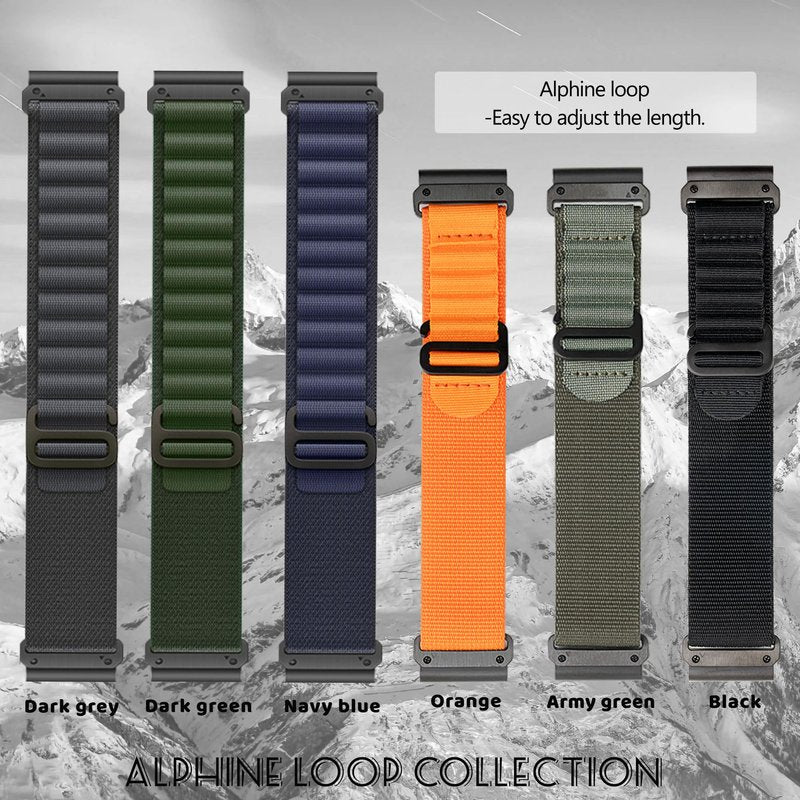 Zeit Diktator 22mm Quickfit Watch Bands compatible with Garmin Fenix 8-47mm 7X Pro/7/6 Pro/5 plus/5/Instinct/Forerunner 965 955 945 935/Epix Pro/Descent G1 Alpine Loop Nylon Watchband For Men-Large