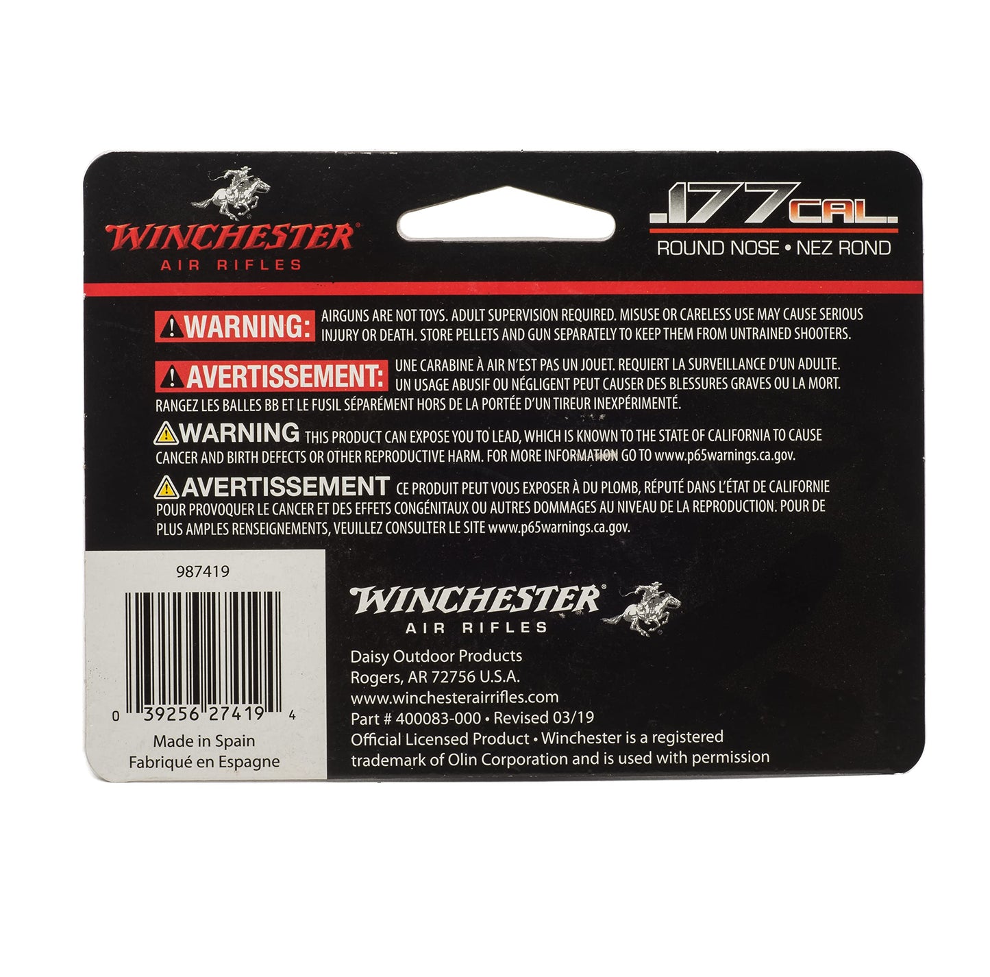 Winchester Round Nose .177 Caliber Pellets