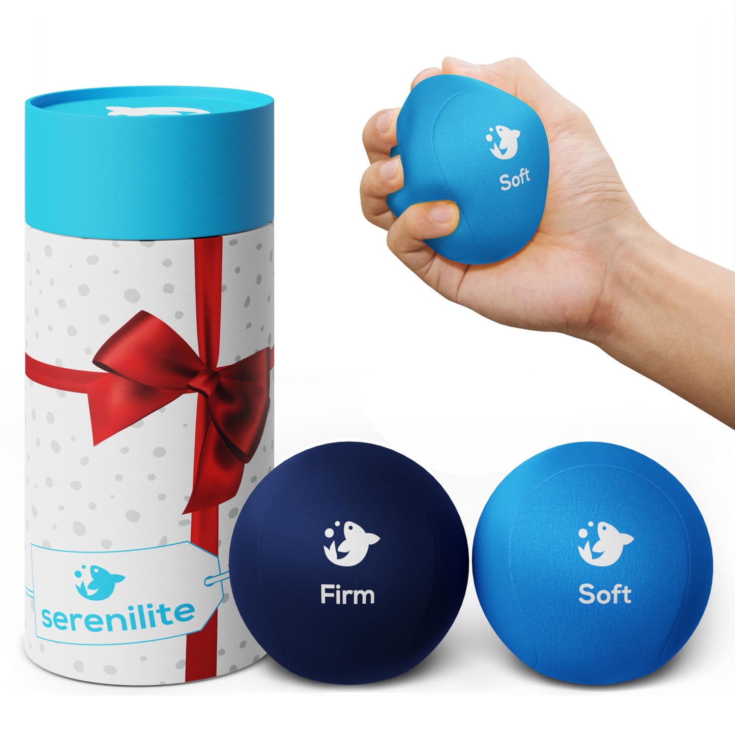 Serenilite Hand Therapy Exercise Stress Ball Bundle - Tri-Density Stress Balls for Adults & Grip Strengthening