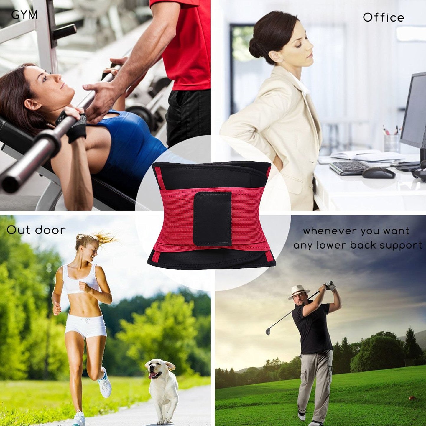 KOOCHY Waist Trainer for Women - Waist Trimmer Back Support Belt Sweat Wrap for Weight Loss Workout Fitness Gym Sport(Rose,L)