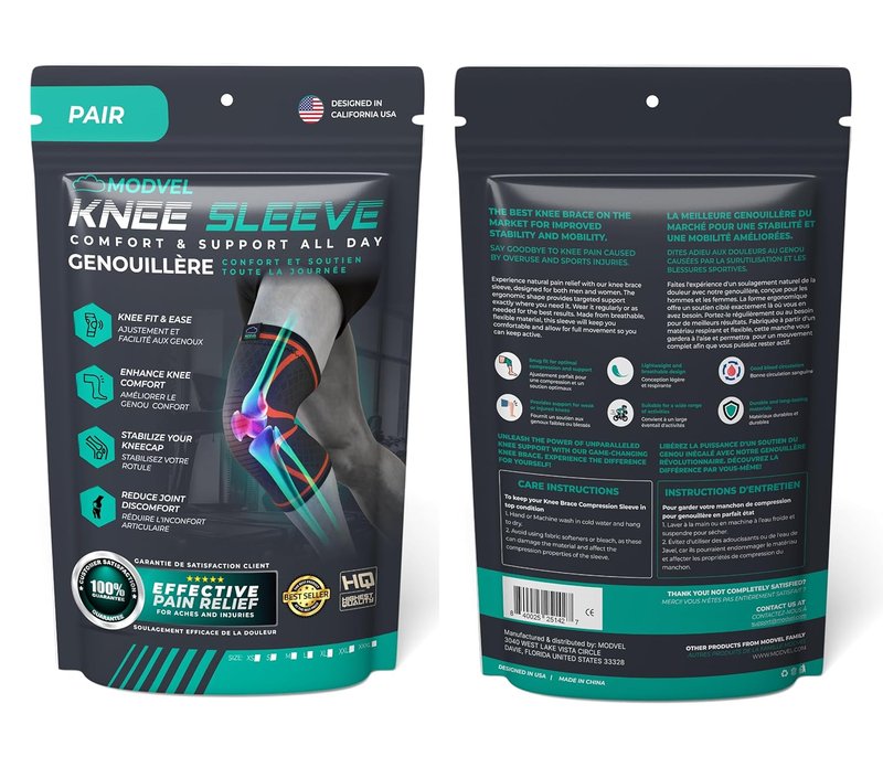Compression Knee Brace for Men & Women - 2 Pack Support Sleeves for Running, Pain Relief, Meniscus Tear & ACL Recovery
