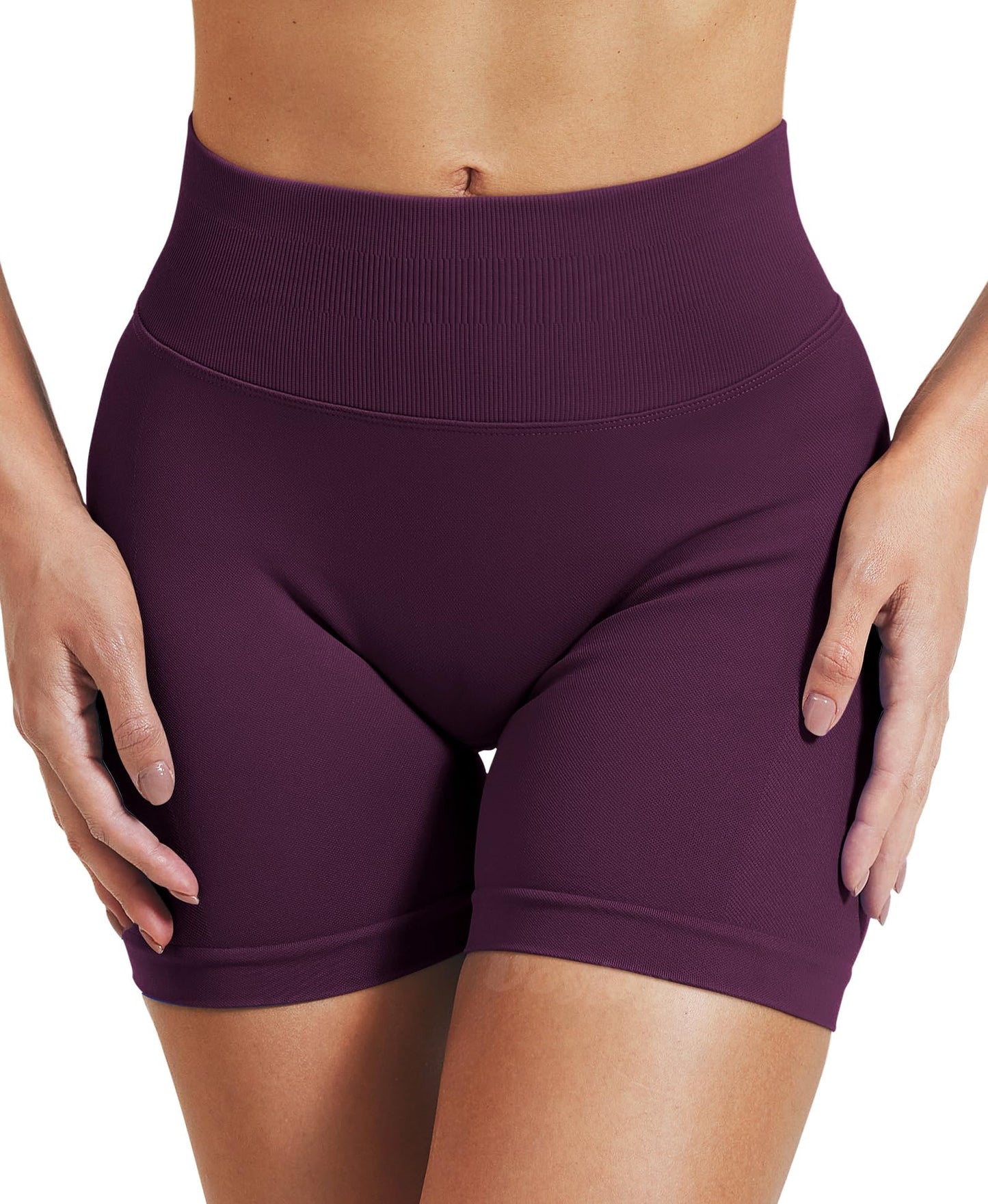 VOYJOY Women Workout Impact Shorts 2.5"/ 3.6"/ 4.5"/ 6" Scrunch Butt Lifting Gym Seamless Booty Biker Shorts Black Cherry