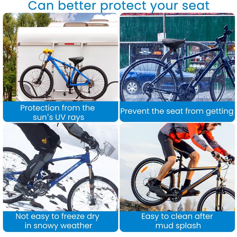 Waterproof Bike Seat Covers: Dustproof, Rainproof, UV-Protective, Windproof, Easy to Install and Clean. Suitable for Men's and Women's City/Mountain Bikes (2pcs Black)